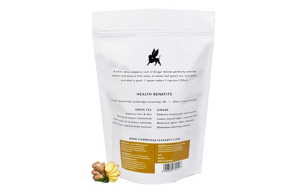 Cambridge Tea party Green Tea  Crushed Ginger    Pack  180 grams